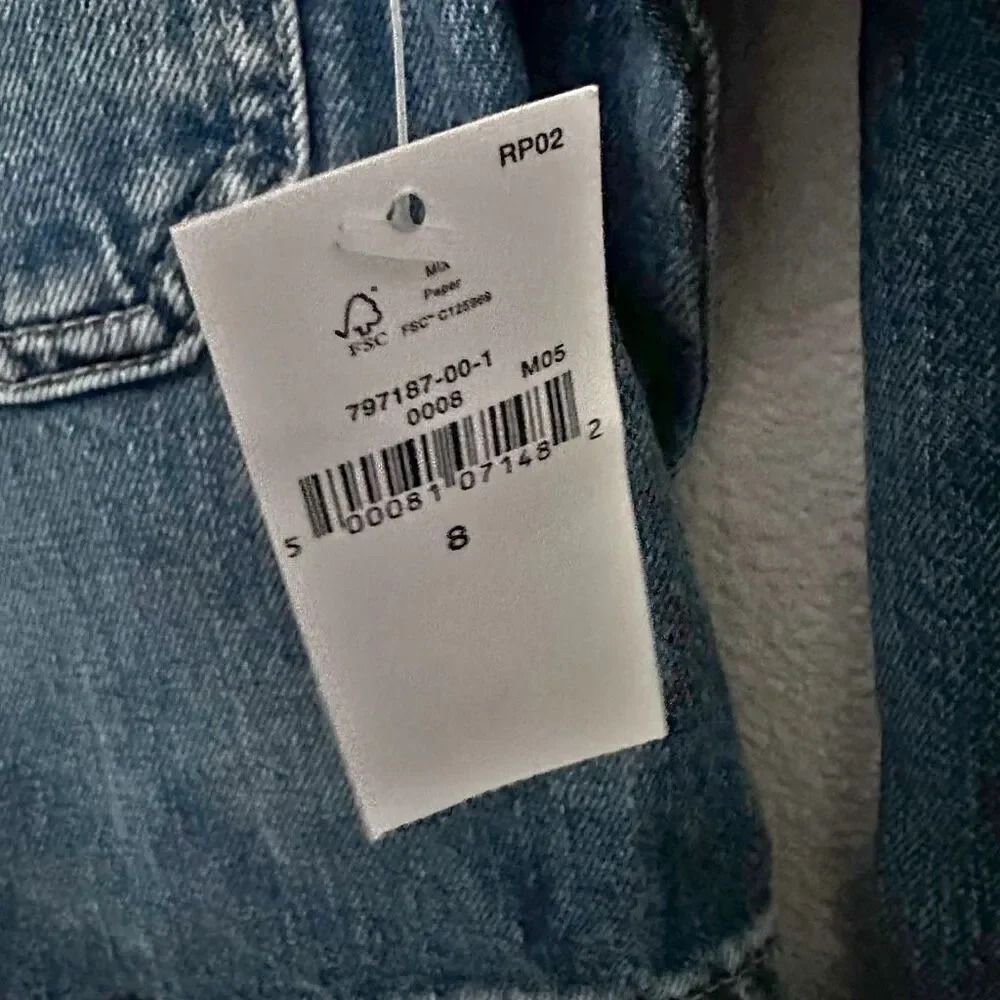 GAP | NWT Denim Utility Romper Washwell Long Sleeve Shorts Jumpsuit | Size 8 - Picture 7 of 11